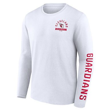 Men's Fanatics White Cleveland Guardians Press Box Long Sleeve T-Shirt