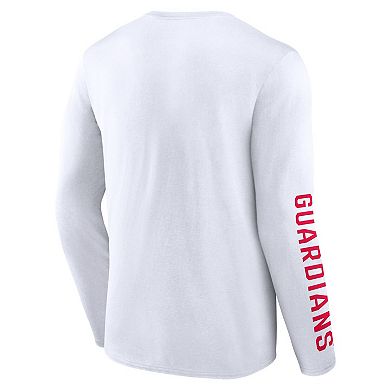 Men's Fanatics White Cleveland Guardians Press Box Long Sleeve T-Shirt