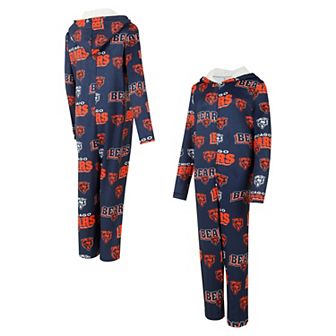 Women's Concepts Sport Navy Chicago Bears Roadway Allover Print Microfleece Full-Zip Union Suit