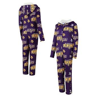 Women's Concepts Sport Purple Minnesota Vikings Roadway Allover Print Microfleece Full-Zip Union Suit