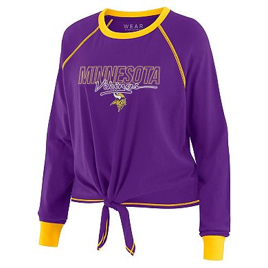 Women's WEAR by Erin Andrews Purple Minnesota Vikings Tie-Front Long Sleeve T-Shirt
