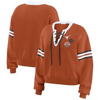 Women's WEAR by Erin Andrews Texas Orange Texas Longhorns Lace-Up Pullover Sweater