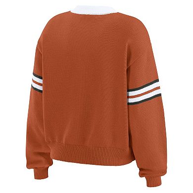 Women's WEAR by Erin Andrews Texas Orange Texas Longhorns Lace-Up Pullover Sweater
