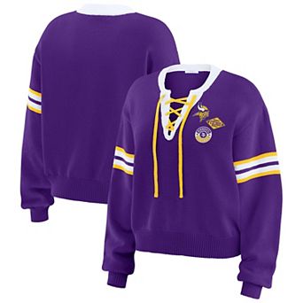 Women's WEAR by Erin Andrews Purple Minnesota Vikings Lace-Up Sweater
