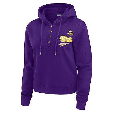 Women's WEAR by Erin Andrews Purple Minnesota Vikings Waffle-Knit Pullover Hoodie