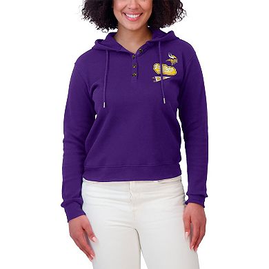 Women's WEAR by Erin Andrews Purple Minnesota Vikings Waffle-Knit Pullover Hoodie
