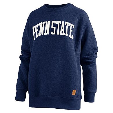 Women's Pressbox Navy Penn State Nittany Lions Moose Quilted Pullover Sweatshirt