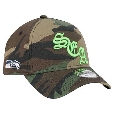 Men's New Era Camo Seattle Seahawks Mystic Camo A-Frame 9FORTY Adjustable Hat
