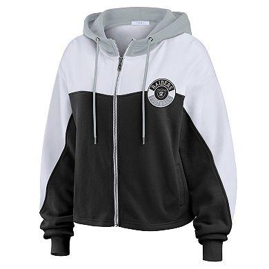 Women's WEAR by Erin Andrews Black Las Vegas Raiders Plus Size Color Block Full-Zip Hoodie