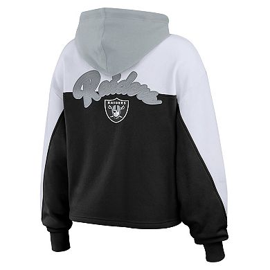 Women's WEAR by Erin Andrews Black Las Vegas Raiders Plus Size Color Block Full-Zip Hoodie