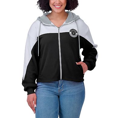 Women's WEAR by Erin Andrews Black Las Vegas Raiders Plus Size Color Block Full-Zip Hoodie