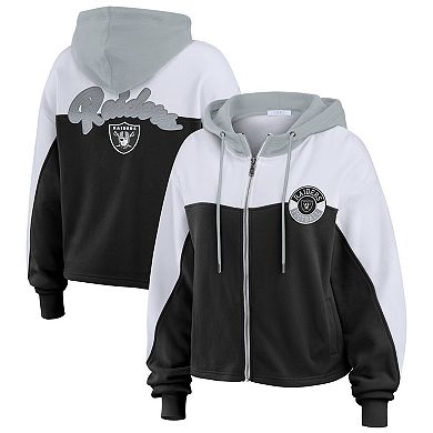 Women's WEAR by Erin Andrews Black Las Vegas Raiders Plus Size Color Block Full-Zip Hoodie