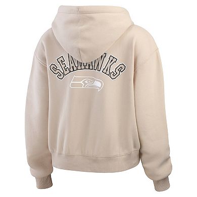 Women's WEAR by Erin Andrews Oatmeal Seattle Seahawks Tonal Full-Zip Hoodie