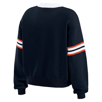 Women's WEAR by Erin Andrews Navy Chicago Bears Lace-Up Sweater