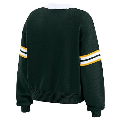 Women's WEAR by Erin Andrews Green Green Bay Packers Lace-Up Sweater