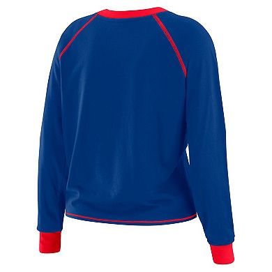 Women's WEAR by Erin Andrews Royal Buffalo Bills Tie-Front Long Sleeve T-Shirt