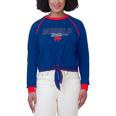 Women's WEAR by Erin Andrews Royal Buffalo Bills Tie-Front Long Sleeve T-Shirt