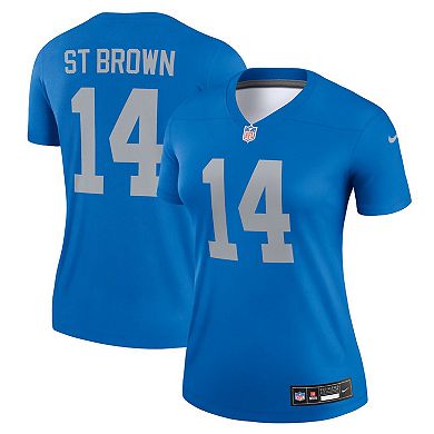 Women's Nike Amon-Ra St. Brown Blue Detroit Lions Alternate Legend Player Performance Top