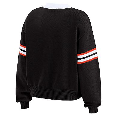 Women's WEAR by Erin Andrews Black Cincinnati Bengals Lace-Up Sweater