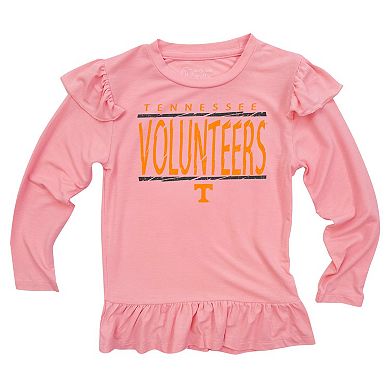 Infant Wes & Willy Pink Tennessee Volunteers Heart Print Ruffle Long Sleeve T-Shirt and Pants Sleep Set