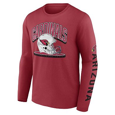 Men's Fanatics Cardinal Arizona Cardinals Helmet Platform Long Sleeve T-Shirt