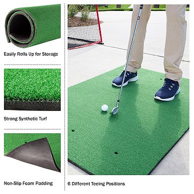 Wakeman Artificial Turf Golf Mat With Rubber Tees