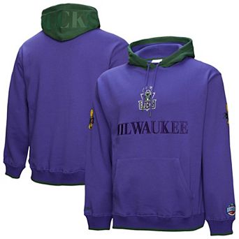Men's Mitchell & Ness Purple Milwaukee Bucks Hardwood Classics Team OG 3.0 Pullover Hoodie