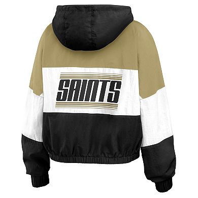 Women's WEAR by Erin Andrews Black/Khaki New Orleans Saints Color Block Full-Zip Windbreaker Jacket