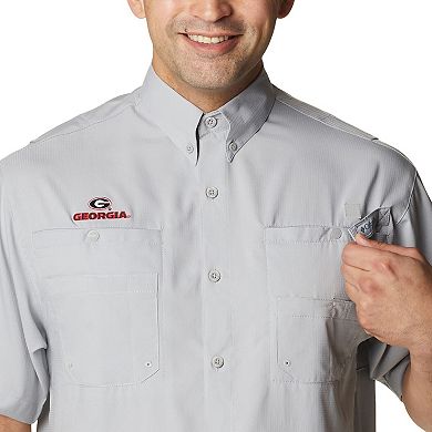 Men's Columbia Gray Georgia Bulldogs Big & Tall Collegiate Tamiami Omni-Shade Full-Button Shirt