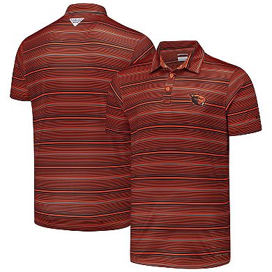 Men's Columbia Orange Oregon State Beavers PFG Super Terminal Tackle�� Omni-Shade�� Stripe Polo