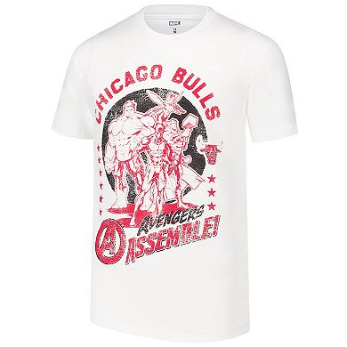 Youth White Chicago Bulls NBA x Marvel Avengers Squad T-Shirt