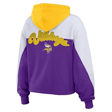 Women's WEAR by Erin Andrews Purple/White Minnesota Vikings Color Block Full-Zip Hoodie