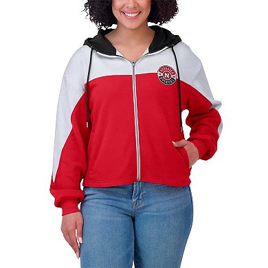 Women's WEAR by Erin Andrews Scarlet Nebraska Huskers Color-Block Full-Zip Hoodie