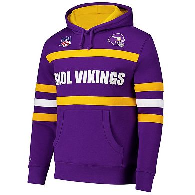 Men's Purple Minnesota Vikings Vintage Logo Head Coach Fleece Pullover Hoodie