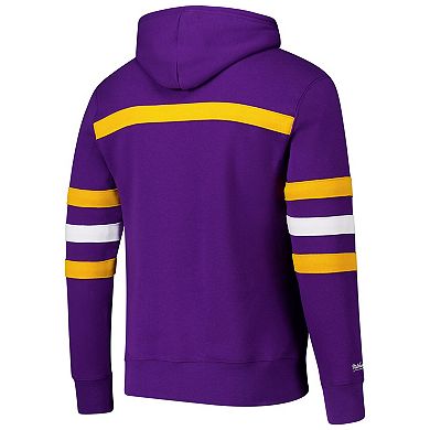Men's Purple Minnesota Vikings Vintage Logo Head Coach Fleece Pullover Hoodie