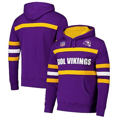 Men's Purple Minnesota Vikings Vintage Logo Head Coach Fleece Pullover Hoodie
