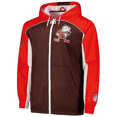 Men's Mitchell & Ness Brown Cleveland Browns Big Shot Premium Full-Zip Windbreaker