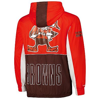 Men's Mitchell & Ness Brown Cleveland Browns Big Shot Premium Full-Zip Windbreaker