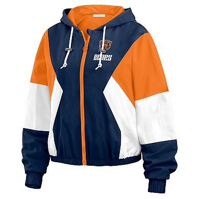 Women's WEAR by Erin Andrews Navy/Orange Chicago Bears Color Block Full-Zip Windbreaker Jacket