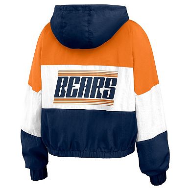 Women's WEAR by Erin Andrews Navy/Orange Chicago Bears Color Block Full-Zip Windbreaker Jacket