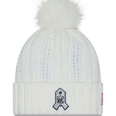 Women s New Era White Philadelphia Eagles 2024 Salute To Service Cuffed Knit Hat with Pom