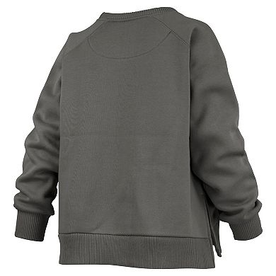 Women's Pressbox Charcoal Nebraska Huskers Pocketed Raglan Pullover Sweatshirt