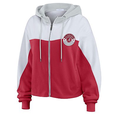 Women's WEAR by Erin Andrews Crimson/White Alabama Crimson Tide Color-Block Full-Zip Hoodie