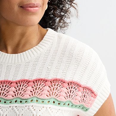 Women's Croft & Barrow® Femme Pointelle Pullover Sweater