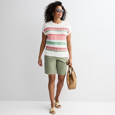 Women's Croft & Barrow® Femme Pointelle Pullover Sweater