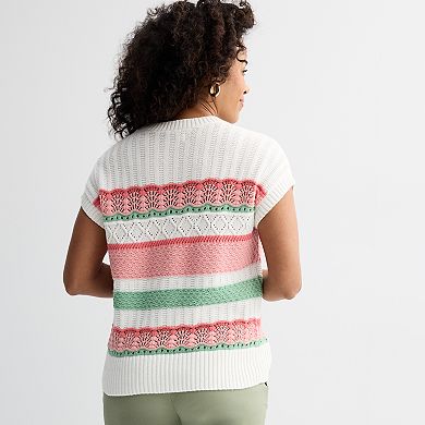Women's Croft & Barrow® Femme Pointelle Pullover Sweater