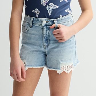 Girls 6-20 SO® Crochet Hem Denim Shorts in Regular & Plus Size