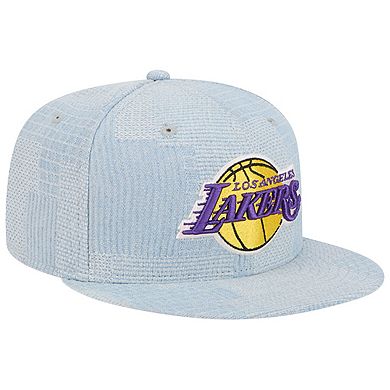 Men's New Era Denim Los Angeles Lakers Injection Denim Patchwork 9FIFTY Snapback Hat