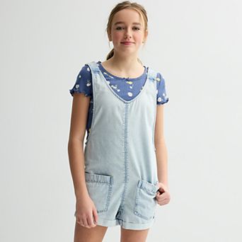 Girls 6-20 SO® Relaxed Denim Shortalls in Regular & Plus Size