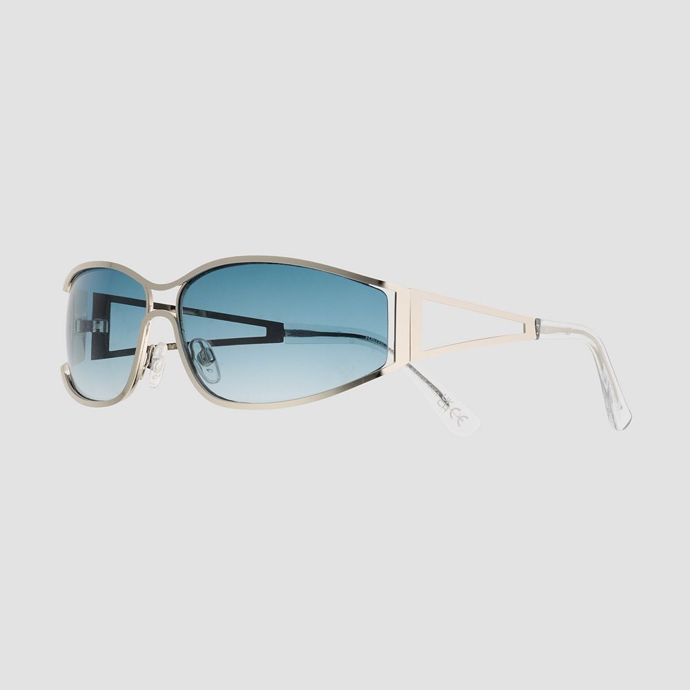 Women's Cali Blue Plastic Wrap Sunglasses